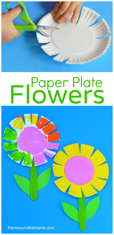 Paper Plate Flower Craft for Kids - The Resourceful Mama Paper Plate Flowers, Preschool Creative Art, Spring Creative, Spring Crafts Preschool, Preschool Spring, Crafts Spring, Plate Flowers, Spring Preschool, Summer Crafts For Kids