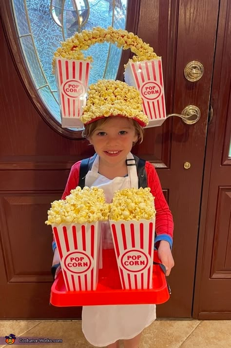 Popcorn Costume Diy, Corn Costume, Popcorn Costume, Twists Hairstyles, Crazy Hat Day, Silly Hats, Funky Hats, Homemade Costume, Diy Costumes Kids