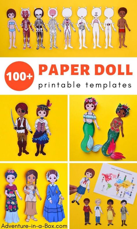 Paper dolls lend themselves to a variety of themes, and we have over 100 printable paper doll templates for different occasions - for celebrating holidays and studying geography, history and science. #paperdolls #printable #homeschool #homeschooling #teachers