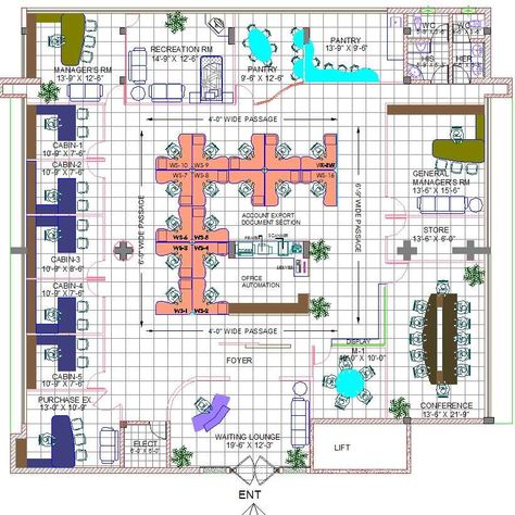 Corporate bank interiors layout plan in AutoCAD dwg files. Find also furniture blocks, planning and designing. This plan made on modern concept there are workstations, cabins, and clean floor plan. This drawing help to designer space planning and designing. Bank Plan Layout, Bank Layout Plan Design, Bank Floor Plan Layout, Bank Plan Architecture Projects, Office Floor Plan Corporate, Bank Design Interior, Bank Interior Design Concept, Bank Office Design, Bank Floor Plan