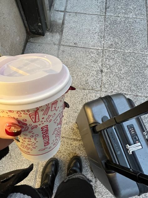 #fashion #nails #aesthetic #trip #adventure #suitcase #blackbootsoutfit #autumn #coffee #black #grey #red #white Aesthetic Trip, Black Boots Outfit, Nails Aesthetic, Coffee Black, Autumn Coffee, Travel Aesthetic, Summer 2024, Fashion Nails, Black Grey