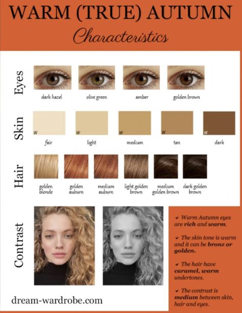 Deep Golden Blonde Hair, True Autumn Blonde Hair, Warm Autumn Hair Color Blonde, Warm Undertone Hair Color, True Autumn Hair Color, Ivory Skin Tone, Season Palette, Brown Hair And Hazel Eyes, Autumn Color Palette Fashion