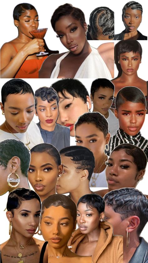 Finger Waves Short Hair, Short Dyed Hair, Short Relaxed Hairstyles, Short Hair Designs, Short Shaved Hairstyles, Natural Hair Cuts, Short Hair Images, Natural Hair Short Cuts, Short Hair Black