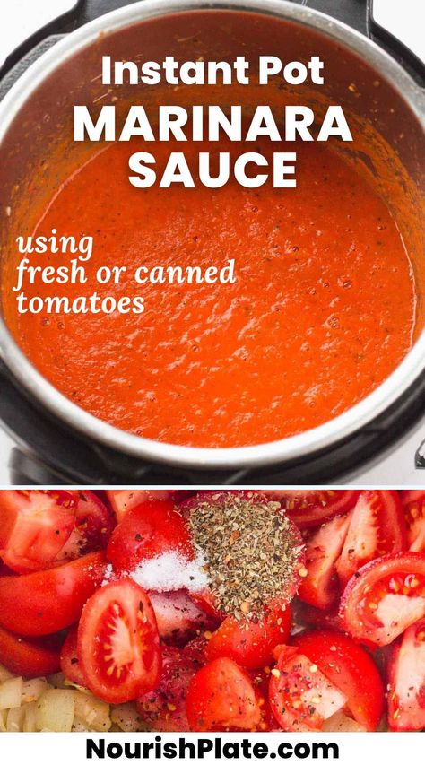 With the help of an Instant Pot, you can make this easy and delicious Marinara Sauce using fresh tomatoes in under 40 minutes! This beginner-friendly recipe yields a sauce with a robust flavor, perfect for pasta, pizza, and more. Instant Pot Tomato Sauce Canned Tomatoes, Instant Pot Pasta Sauce Fresh Tomatoes, Instant Pot Spaghetti Sauce With Fresh Tomatoes, Slow Cooker Pasta Sauce Fresh Tomatoes, Tomato Sauce Homemade Instant Pot, Insta Pot Tomato Sauce Recipes, Spaghetti Sauce From Fresh Tomatoes Crockpot, Crockpot Marinara Sauce Fresh Tomatoes, Instant Pot Pizza Sauce Fresh Tomatoes