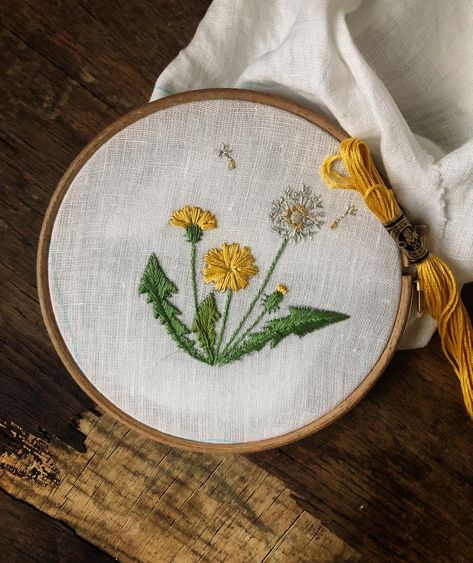 Don't be mad at me, Dandelion 🔆 #mammabearbabybonnets #handembroidery #embroideredlinen #embroidersofinstagram #myetsyfind #damngoodstitch… Maternity Embroidery, Mamma Bear, Sunflower Embroidery, Baby Bonnets, Hat Embroidery, Creative Embroidery, Brooches Handmade, Summer Design, Crafty Craft