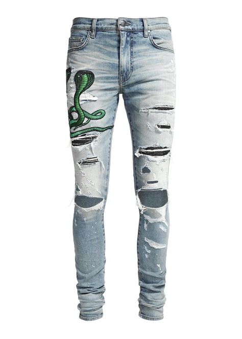 Snake Jeans, Crazy Jeans, Gucci Snake, Jean For Men, Black Men Fashion Urban, Apparel Design Inspiration, Hype Clothing, Denim Jeans Ripped, Ripped Jeans Men