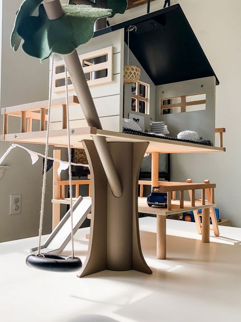 Playroom treehouse hearth and hand playroom #treehouse #moderndollhouse #dollhouse #playroomorganization #playroom Hearth And Hand Treehouse Makeover, Hearth And Hand Treehouse, Indoor Treehouse Playroom, Playroom Treehouse, Treehouse Dollhouse, Indoor Treehouse, Rec Center, Kids Gym, Play Ground