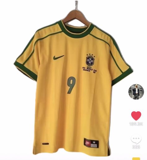 Fifa World Cup France, Brazil Home, Ronaldo 9, Retro Football Shirts, Club Badge, Classic Football Shirts, Tomboy Outfits, Tomboy Style Outfits, Retro Football