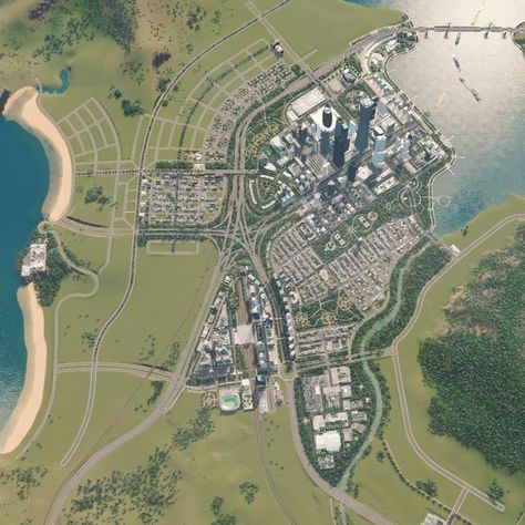 Cities Skylines Interchanges, Cites Skyline, Cities Skylines 2 Layout Ideas, Cities Skylines Road Layout, Highway Design, City Skylines Game, Habbo Hotel, City Maps Design, City Ideas