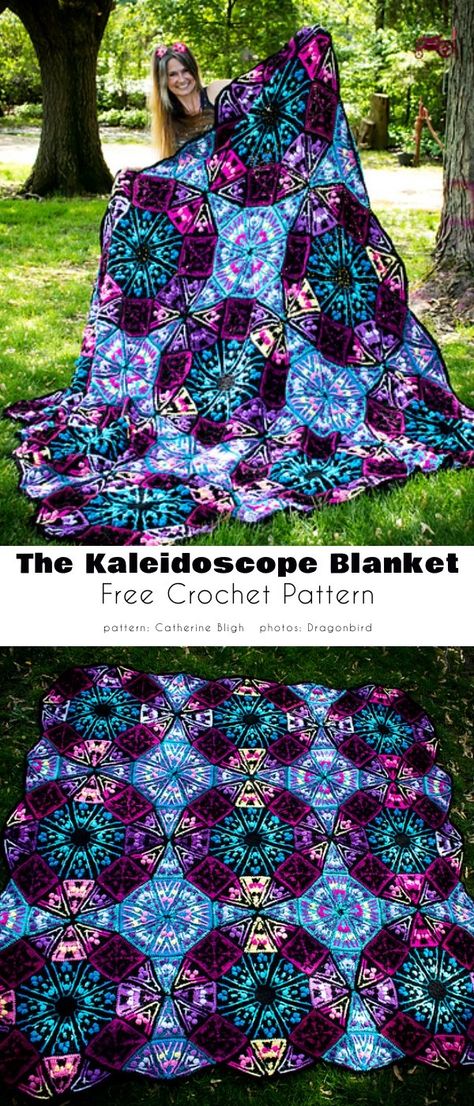 Color Kaleidoscope Blanket Free Crochet Patterns Motifs Afghans, Zig Zag Crochet, Crochet Blanket Afghan, Crochet Quilt, Haken Baby, Afghan Patterns, Crochet Afghans, Stitch Crochet, Blanket Patterns