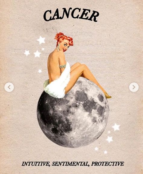 Cancerian Art, Cancerian Astrology, Cancerian Aesthetic, Cancerian Woman, Astrology Tattoo, Zodiac Sign, The Moon, Vintage Art, Astrology