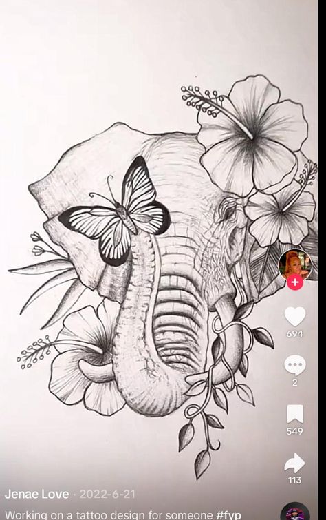 Thigh Tattoos Elephant Women, Leaf And Butterfly Tattoo, Elephant Tattoos Trunk Up Good Luck, Elephant Shin Tattoos For Women, Lion Head Tattoos For Women, Medusa And Flowers Tattoo, Elephant With Butterfly Tattoo, Chest And Shoulder Tattoo Female, Elephant Tattoos Black Women