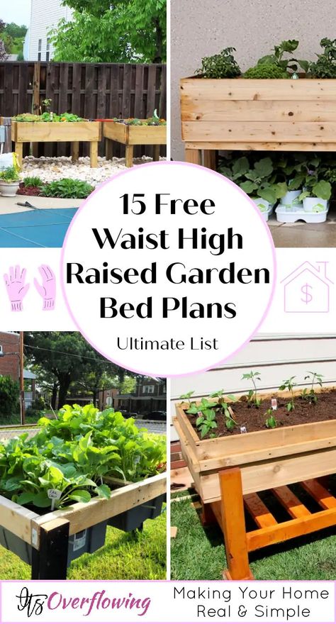 15 Free Waist High Raised Garden Bed Plans Portable Raised Garden Beds, Elevated Vegetable Garden, Portable Garden Beds, High Raised Garden Beds, Raised Vegetable Planter, Building A Raised Bed, Raised Bed Ideas, Build A Raised Garden Bed, Garden Bed Plans