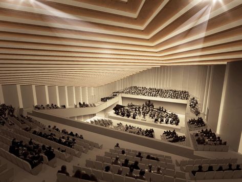 Gallery of Award-Winning Design of Tokyo Music Hall Transforms Roof into a Public Plaza - 15 Public Plaza, Auditorium Design, Traditional Japanese Architecture, Persian Architecture, Timber Roof, Parametric Architecture, Timber Structure, Japanese Architecture, Music Centers