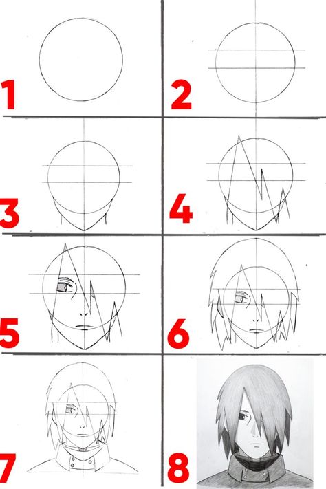 Learn How to Draw Sasuke Uchiha With 8 Easy Step Tutorial Sasuke Drawing, Learn To Draw Anime, Naruto Drawings Easy, Anime Drawings For Beginners, Anime Drawing Sketches, Easy Drawing Steps, Naruto Sketch Drawing, Drawing Tutorials For Beginners, Anime Tutorial