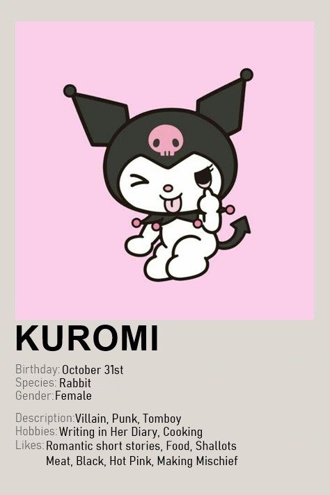 Kuromi Polaroid, Kuromi Poster, Kuromi Things, Romantic Short Stories, Kitty Crafts, Hello Kitty Wallpaper Hd, Y2k Posters, Hello Kitty Crafts, Sanrio Stuff