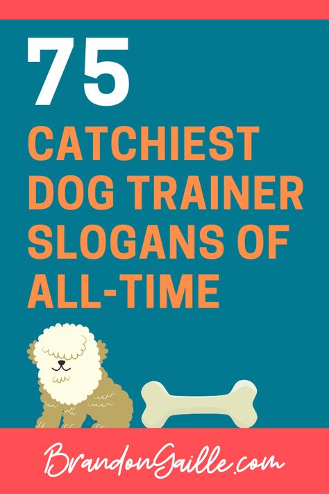 75 Great Catchy Dog Trainer Slogans - BrandonGaille.com Dog Training Quotes Funny, Dog Trainer Quotes, Dog Trainer Aesthetic, Dog Training Quotes, Trainer Quotes, Catchy Words, Dog Phrases, Training Quotes, Dog Words