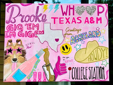 Preppy Painting Collage, College Aesthetic Painting, College Abstract Art, Texas A&m Painting, College Dorm Canvas Painting, College Collage Painting, Dorm Room Paintings Canvases, College Dorm Wall Art, Dorm Art Canvases