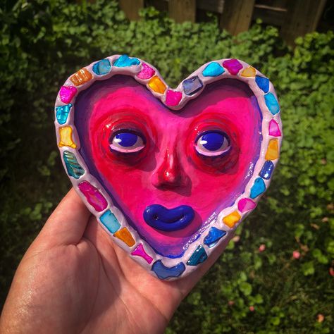 Face Incense Holder, Tray Clay, Clay Incense Holder, Clay Incense, Heart Face, Incense Holder, Clay Art, Incense, Tray