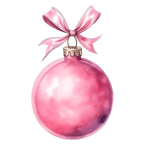 Admire this delightful watercolor clipart featuring a pink Christmas tree ball. Its lower portion boasts a mysterious and softly blurred pink, creating a dreamy effect. At the top, a solid and vibrant gold metal ring adds a striking contrast to the warm, soft pink hue. To complete the picture, a charming pink ribbon is elegantly tied around the ring, lending it a cute and festive appearance. 🎨🎄🎀 Pink Tree Ball, Watercolor Clipart, Festive Decor, Gold Ring, Cute Ribbon, Holiday Graphics Vintage Pink Christmas, Pink Christmas Ornaments, Pink Christmas Tree, Watercolor Illustrations, Christmas Bauble, Christmas Clipart, Christmas Watercolor, Christmas Baubles, Christmas Balls