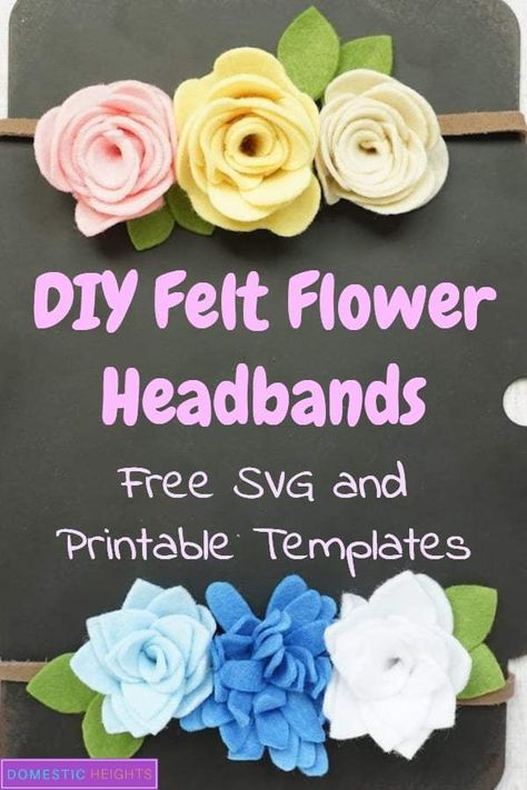 Felt Flower Necklace Diy, Flower Hairband Diy How To Make, Diy Felt Flowers Template, Felt Flowers Headband, Felt Flower Headband Diy, How To Make A Felt Flower, Felt Flower Hair Clips Diy, Mini Felt Flowers, Felt Flowers Patterns Templates