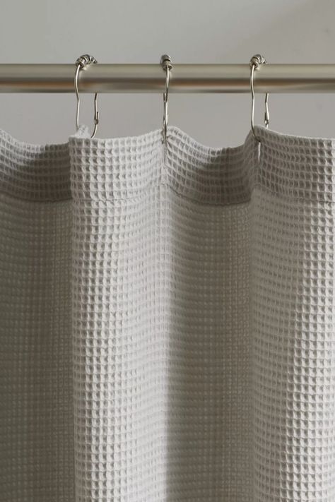 Coyuchi Waffle Organic Shower Curtain | Anthropologie Curtains Anthropologie, Waffle Weave Shower Curtain, Modern Shower Curtains, Boho Shower Curtain, Unique Shower Curtain, Custom Towel, Glass Vanity, Grey Curtains, Modern Shower