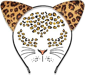 Cheetah Ears Headband with Leopard Temporary Tattoo, Cheetah Costume Women Leopard Ears Headband and Face Stickers Set, Halloween Cat Ears Headband Leopard Costumes for Women Adult Cheetah Costume Women, Tattoo Cheetah, Cat Ears Costume, Cheetah Ears, Halloween Cat Ears, Cheetah Costume, Tattoos Face, Cheetah Headband, Leopard Print Tattoos