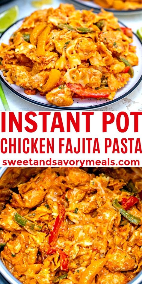 Easy Instapot Dinners Chicken, Instant Pot Chicken Fajita Pasta, Instant Pot Supper Ideas, Instapot Pasta Recipes, Instant Pot Fajita Chicken, Ninja Foodi Chicken Recipes, Instant Pot Fajitas, Easy Instant Pot Chicken Recipes, Instant Pot Chicken Pasta