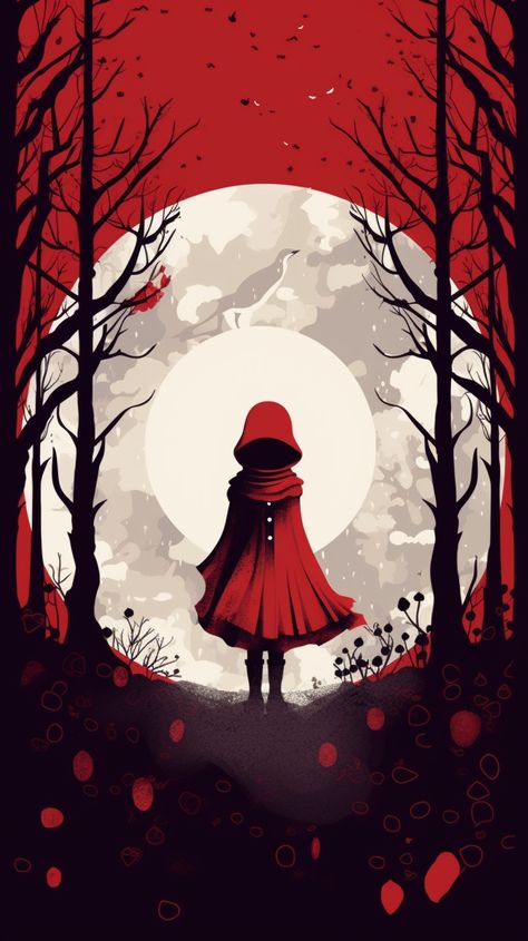 Red Riding Hood Art Dark, Red Riding Hood Wallpaper, Red Riding Hood Painting, Red Riding Hood Cartoon, Neurodivergent Art, Red Riding Hood Wolf, Red Riding Hood Art, Hood Wallpapers, Scary Drawings