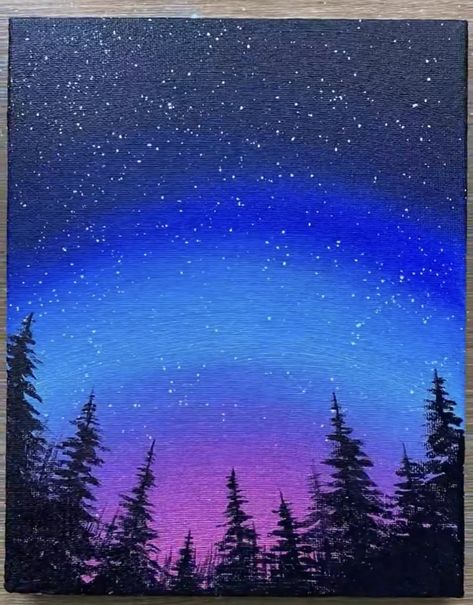 Canvas Painting Ideas Northern Lights, Aurora Lights Painting, Northern Lights Canvas Painting, Northern Lights Canvas, Lights Painting, Aurora Lights, Native Artwork, Easy Canvas, Easy Canvas Painting