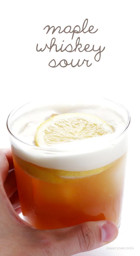 Maple Whiskey Sour -- naturally sweetened, and so refreshing! | gimmesomeoven.com Maple Whiskey Sour, Whiskey Sour Recipe, Maple Whiskey, Whisky Cocktails, Bourbon Drinks, Gimme Some Oven, Whiskey Sour, Whiskey Drinks, Cocktail Drinks Recipes