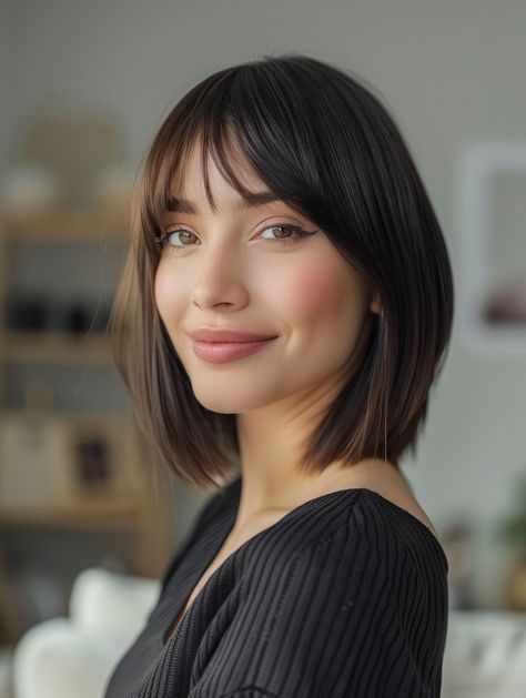 51 French Bob Haircuts for Every Face Shape and Style Bangs On Oval Face, Across Bangs, French Bob Haircut, Goals 2024, Straight Across Bangs, French Bob, Classic Bob, Textured Bob, Straight Bangs