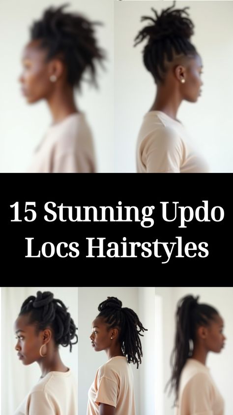 15 Stunning Updo Locs Hairstyles Updos For Short Locs Black Women, African Updo Hairstyles, Medium Length Loc Updo Styles For Women, Updo Hairstyles Locs, Loc Down Styles, Formal Loc Hairstyles For Women, Simple Loc Hairstyles For Women, Style Locs Black Women, Updo For Locs For Women