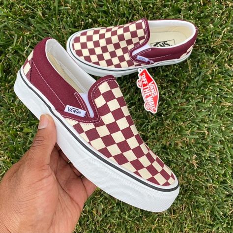 Vans Classics Slip On Checkerboard Burgundy / White ( Cream Off White ) Us Size Women’s 6 6.5 Men’s 4.5 Youth / Gs 4.5y 4y Uk 3.5 3 Condition: Brand New - With Box *Satisfaction Is 100% Guaranteed* Additional Notes: Guaranteed To Be 100% Authentic Vans Merchandise (Purchased From An Authorized Vans Retailer) Van Ons School Schools Skools Color Comfortable Checkerboards Checkers Checker Maroon Board Blacks Whites Kids Sz Size 3.5 4 4.5 5 5.5 6 6.5 7 Red Checkered Vans Outfit, Black Platform Vans, Leopard Print Vans, Red Checkered Vans, Vans Tennis Shoes, Vans Authentic Shoes, White Slip On Vans, Glitter Vans, Vans Slip On Shoes