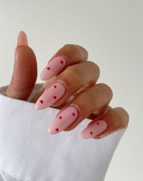 21+ ADORABLE VALENTINES DAY NAIL IDEAS | PINK & RED HEART NAILS YOU WILL LOVE — ASHLINA KAPOSTA Heart Design Almond Nails, Pink Love Heart Nails, Plain Basic Nails, Danish Nails, Heart Shaped Nails, Valentines Nails Simple, Love Heart Nails, Nail Ideas Red, Pink Nails Heart