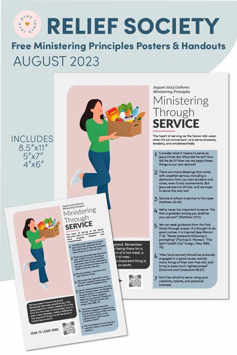 August 2023 Ministering Principles Handouts and Posters! Help your Relief Society learn how to Minister! www.LovePrayTeach.com Relief Society Ministering, Ministering Handouts, Ministering Printables, Ministering Ideas, Lds Relief Society, Relief Society Ideas, Free Posters, Conference Talks, Posters Ideas