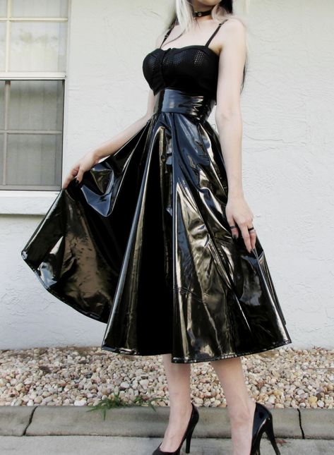 Soap the Goth — New item in my Etsy shop :) Custom sized Full... Pvc Skirt, Full Length Skirts, Wide Waist, Pvc Vinyl, New Item, Vintage Looks, Custom Sizing, Pin Up, Vintage Style