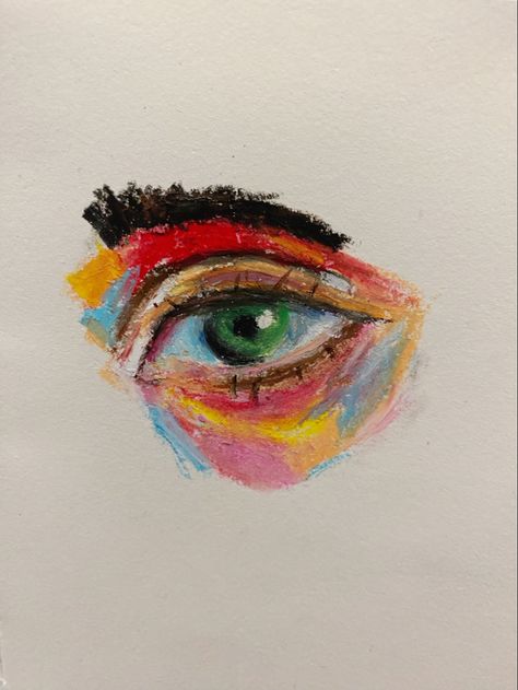 Oil Pastel Eye Tutorial, Eye Oil Pastel, Color Pencil Eye, Oil Pastels Drawings, Watercolour Eyes, Watercolour Crayons, Crayons Drawing, Oil Pastel Techniques, Watercolor Eyes