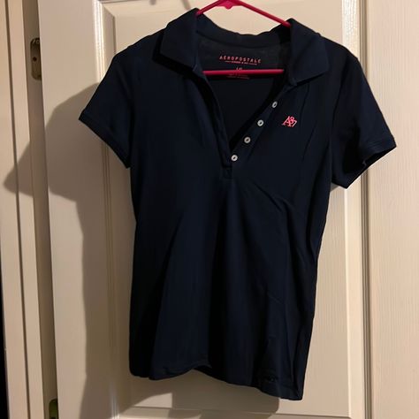 Nwot Navy Aeropostal Polo Shirt. Comes From A Smoke Free, Pet Friendly Home. Cute Collared Shirts, Realistic Wishlist, Button Up T Shirt, Personal Things, Pet Friendly Home, Home Color, Cute Blouses, Pretty Clothes, Vintage Polo