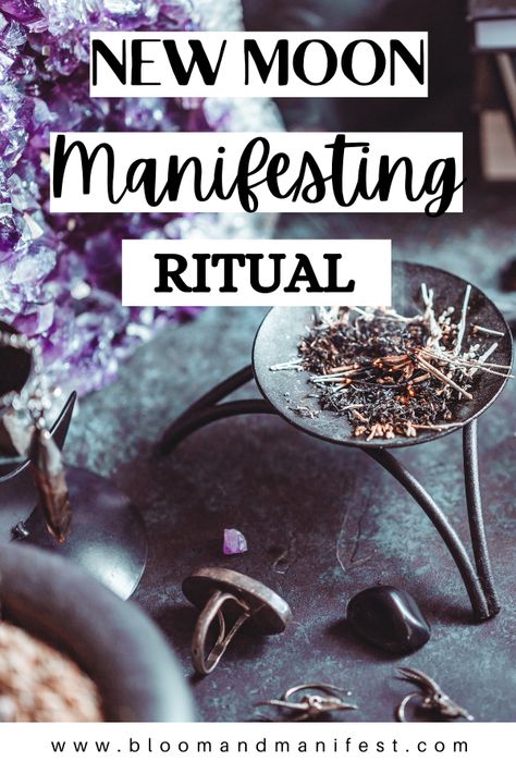 Spells For The New Moon, How To Set New Moon Intentions, Super New Moon Ritual, New Moon Altar, Full Moon Ritual Manifestation, New Moon Manifestation, New Moon Magic, Manifestation Rituals, Moon Manifesting