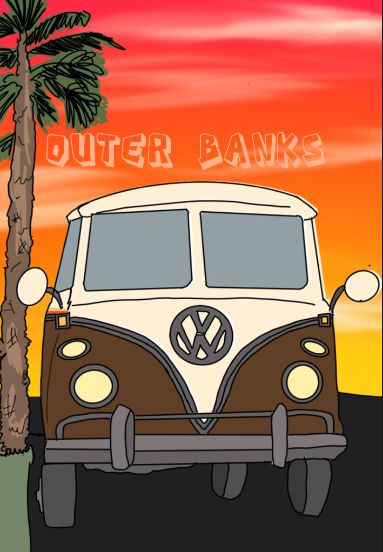 Outer Banks Painting Ideas On Canvas, Outer Banks Painting Ideas, Outer Banks Van, Outer Banks Painting, Bus Drawing, Acrylic Painting Inspiration, Painted Clothes Diy, Canvas Painting Designs, Canvas Painting Diy