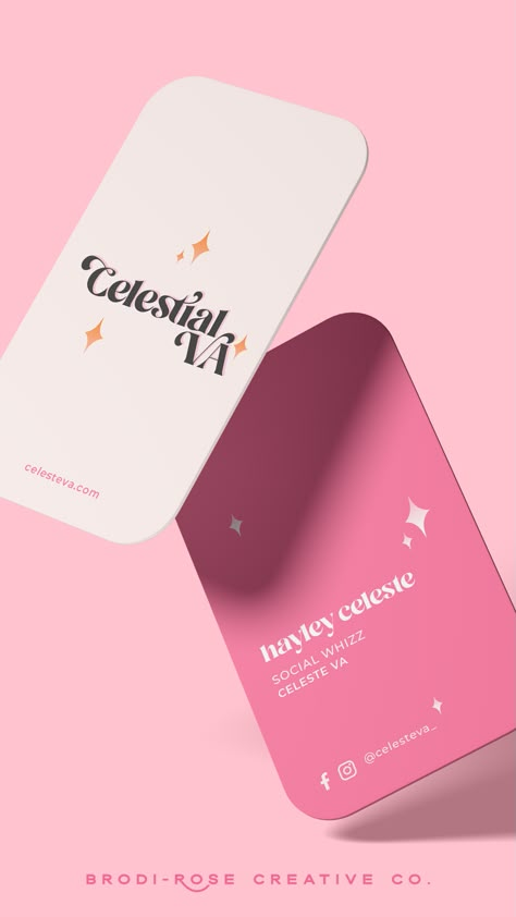 Cute Canva Design, Virtual Business Card, Cute Business Cards Design, Brand Card Design, Graphic Designer Business Card, Brand Business Card, Business Card Fonts, Cute Business Card, Cute Branding