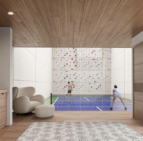 Indoor Pickleball Court, Indoor Pickleball, Indoor Sports Court, Floating Fireplace, Indoor Outdoor Pool, Pickleball Court, Hearth Room, Sport Court, Indoor Sports