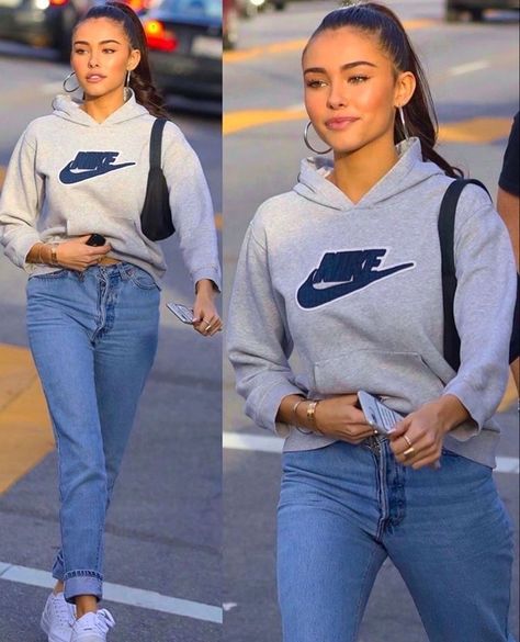 Pantalones Boyfriend, Estilo Madison Beer, Madison Style, Madison Beer Style, Madison Beer Outfits, Beer Outfit, Looks Country, Hoodie Outfit, Madison Beer