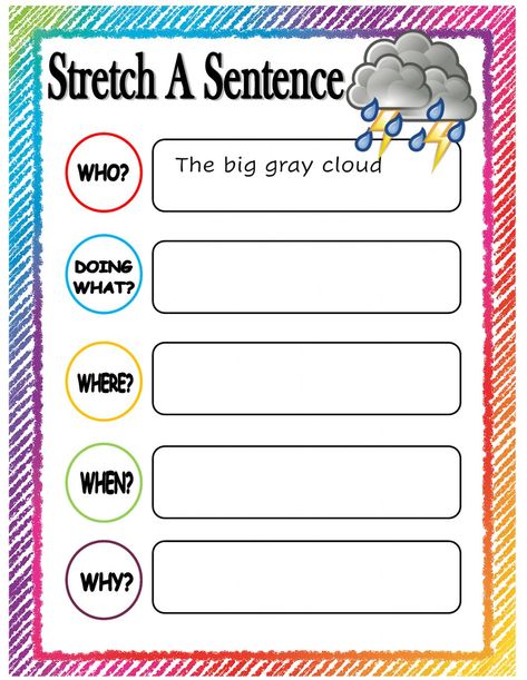 Expand The Sentence, Stretch The Sentence Writing Activities, Expand A Sentence, Stretch Sentences Activities, Stretching Sentences Worksheets, Stretch A Sentence Worksheet, Sentence Stretching Worksheets, Expanding Sentences Worksheet, Expanding Sentences Activities