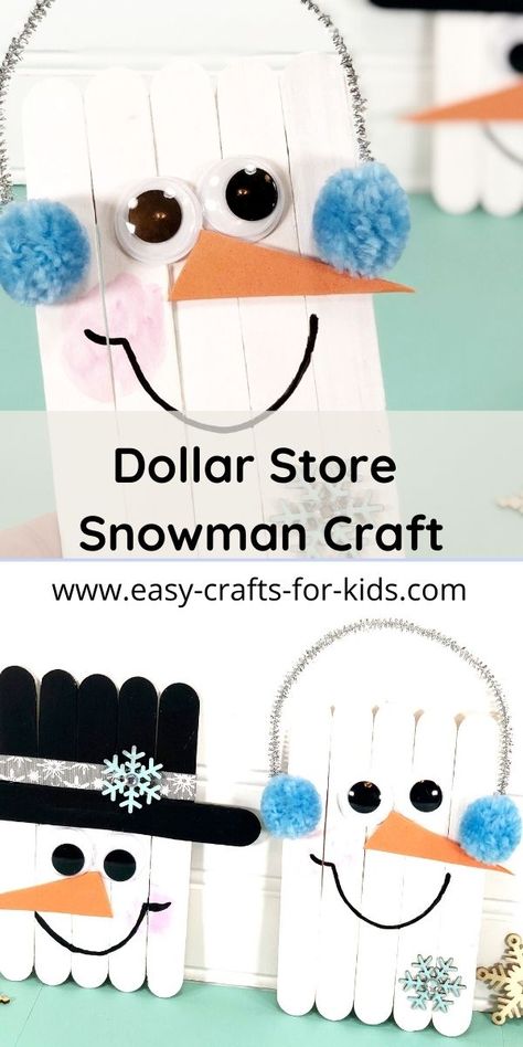 Dollar Store Snowman, Popsicle Sticks Halloween Crafts, Popsicle Stick Snowman, Stick Garden, Popsicle Stick Christmas Crafts, Diy Snowman Decorations, Snowman Crafts Diy, Preschool Winter, January Crafts