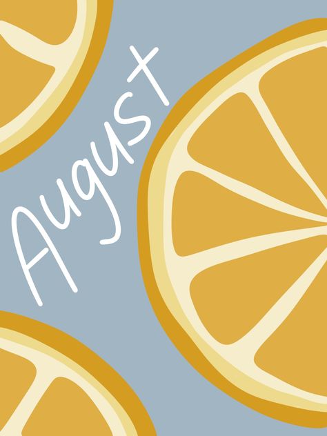 Created on Procreate. August cover page, lemon slices, digital art. August Bullet Journal Cover Ideas, August Cover Page, August Background, August Bujo, August Bullet Journal Cover, August Bullet Journal, August Aesthetic, Disco Wallpaper, August Art