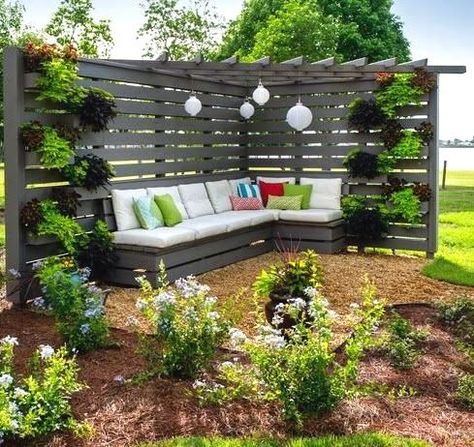 This would be awesome in the corner of the yard Pergola Diy, Pergola Pictures, Patio Pergola, Outdoor Seating Area, Backyard Privacy, Backyard Pergola, Have Inspiration, Diy Shed, Pergola Plans