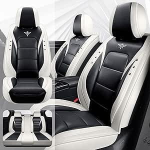 PANG DOU Seat Covers Custom Fit for Dodge Charger 2006-2023, Standed Full Set leather seat covers cushion, Waterproof Car Seat Cover Full Set, Automobile interior(Black White) Black And White Car Seat Covers, Leather Seat Covers, Car Upholstery, White Car, Waterproof Car, Car Interior Decor, Car Seat Cover, Dream Car, Dodge Charger