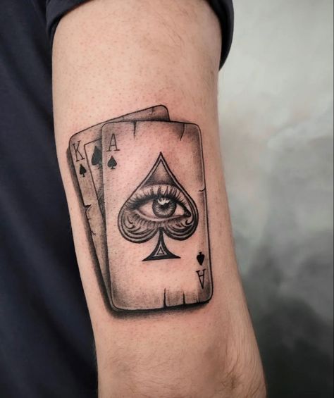 Card tattoo Card Tattoos For Men, Card Tattoos, Spades Tattoo, Poker Tattoo, Tattoo Ideas With Meaning, Ace Of Spades Tattoo, Playing Card Tattoos, Meaning Art, All Seeing Eye Tattoo